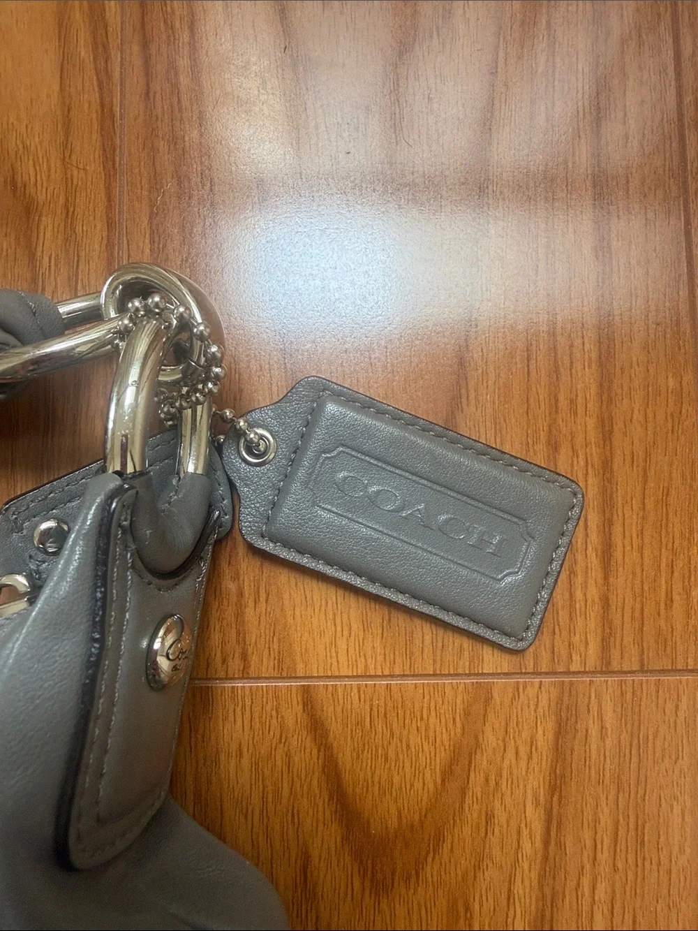 Coach Gray Leather Hobo with Front Flap and Turnlock